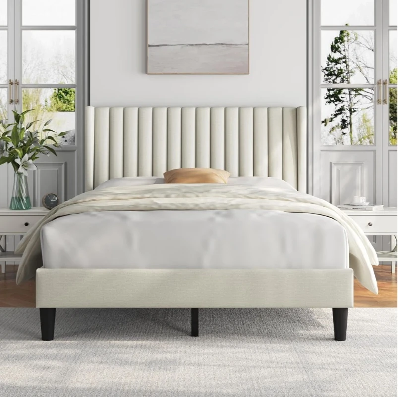 Full Size Bed Frame w Upholstered Headboard-Full size mattress