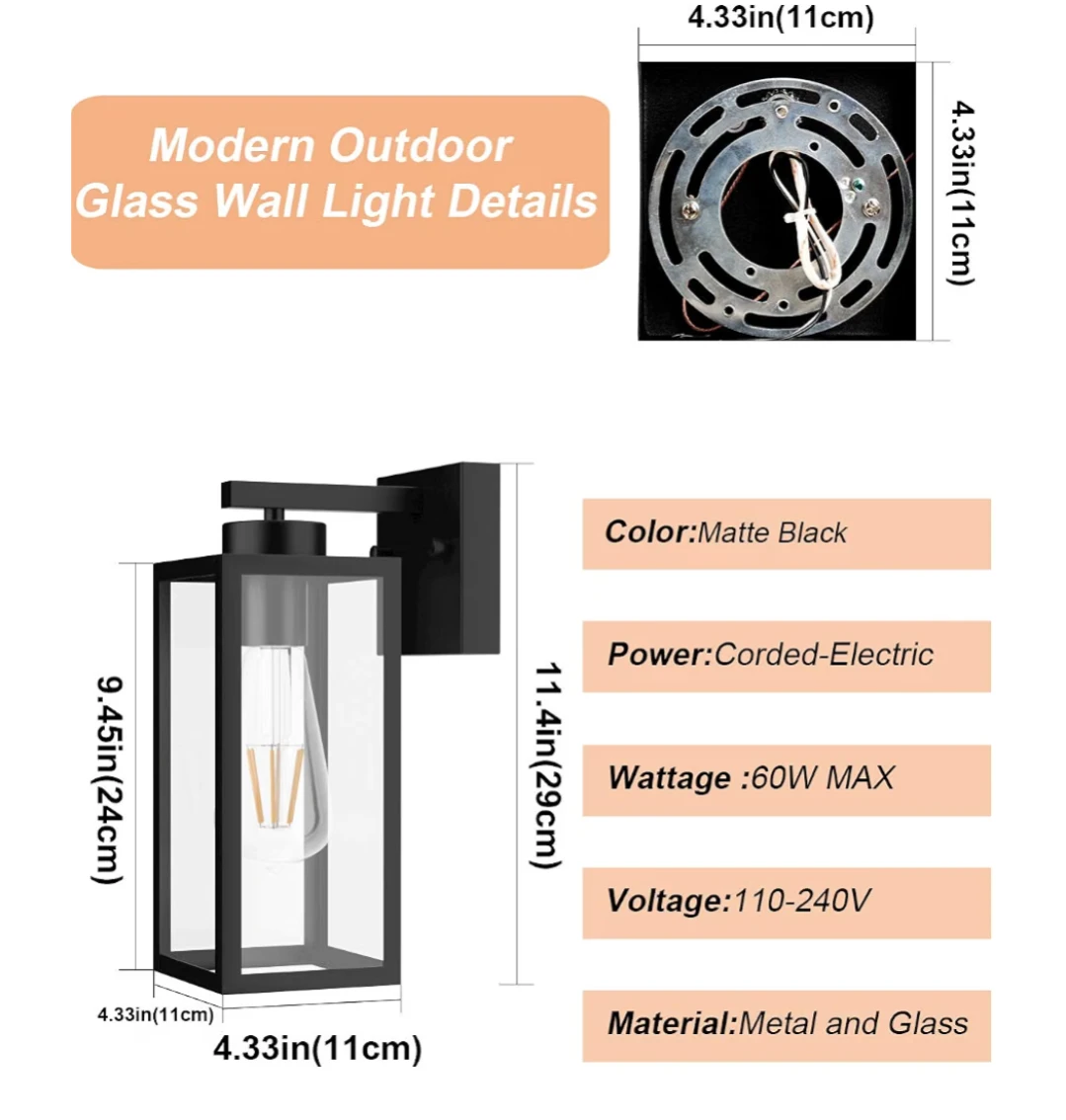 Modern Outdoor Glass Wall Sconce - Matte Black - photo 4