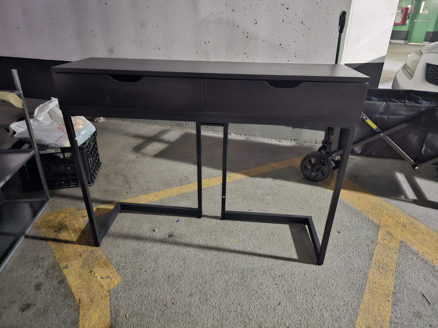 Dark Brown Console Table with 2 Drawers