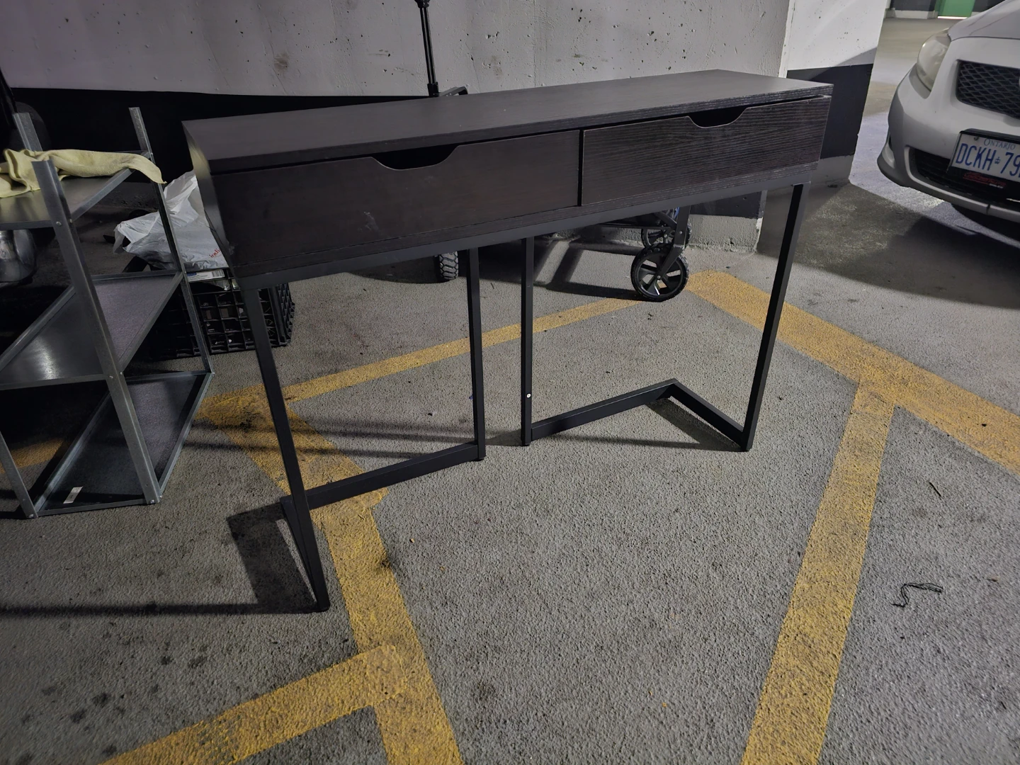 Dark Brown Console Table with 2 Drawers - photo 2