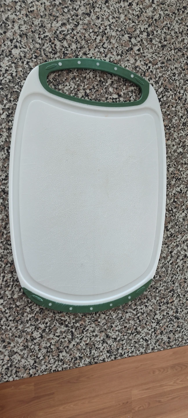 White and Green Cutting Board with Handle
