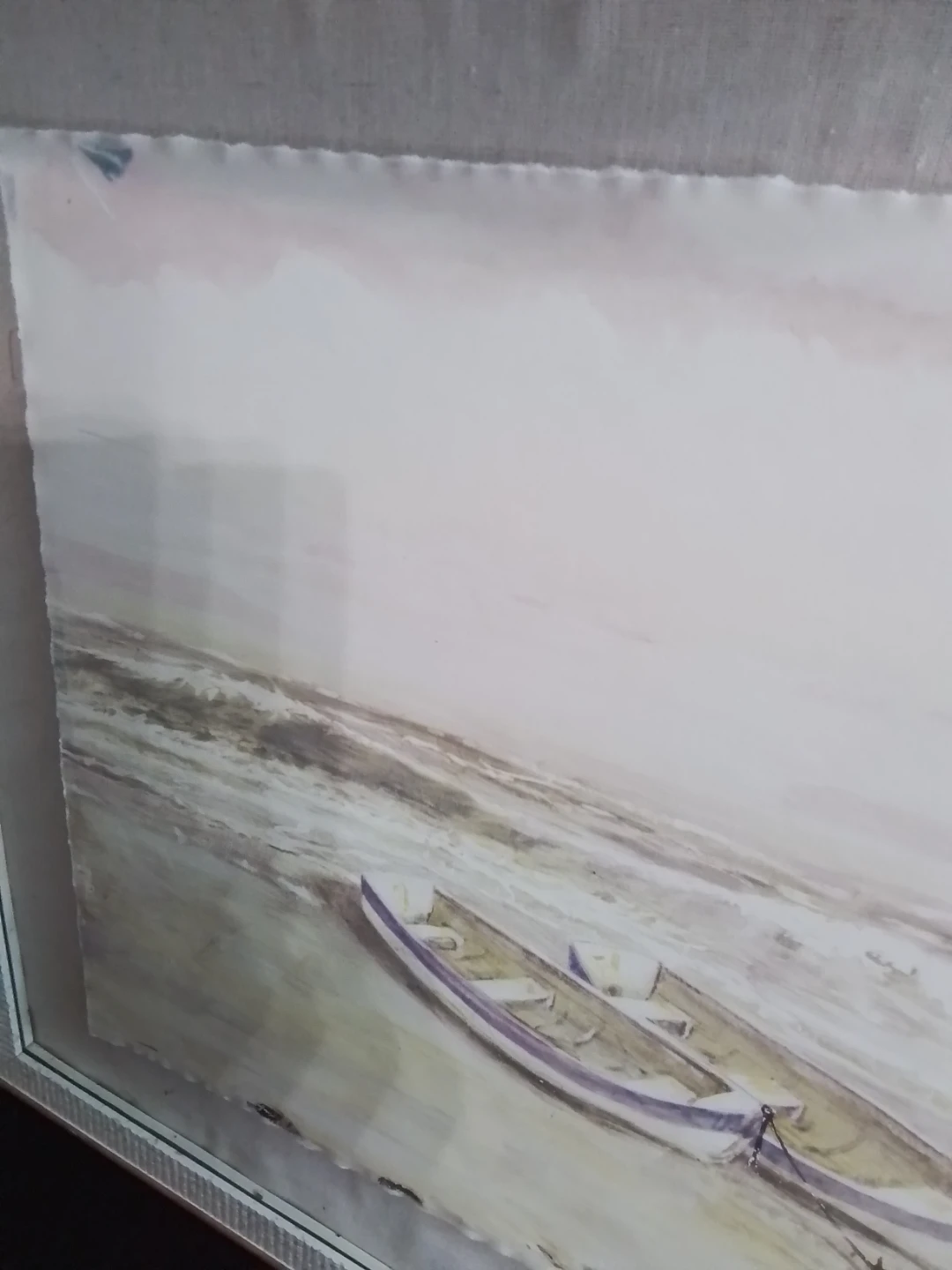 Framed Arnie Fisk "Beach and Boats" Coastal Lithograph - photo 3