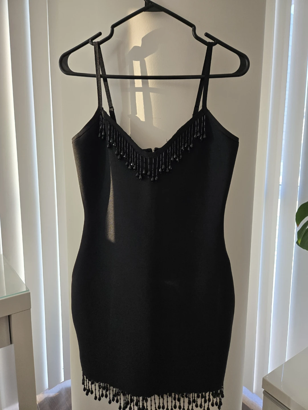 Black Beaded Spaghetti Strap Dress - photo 2