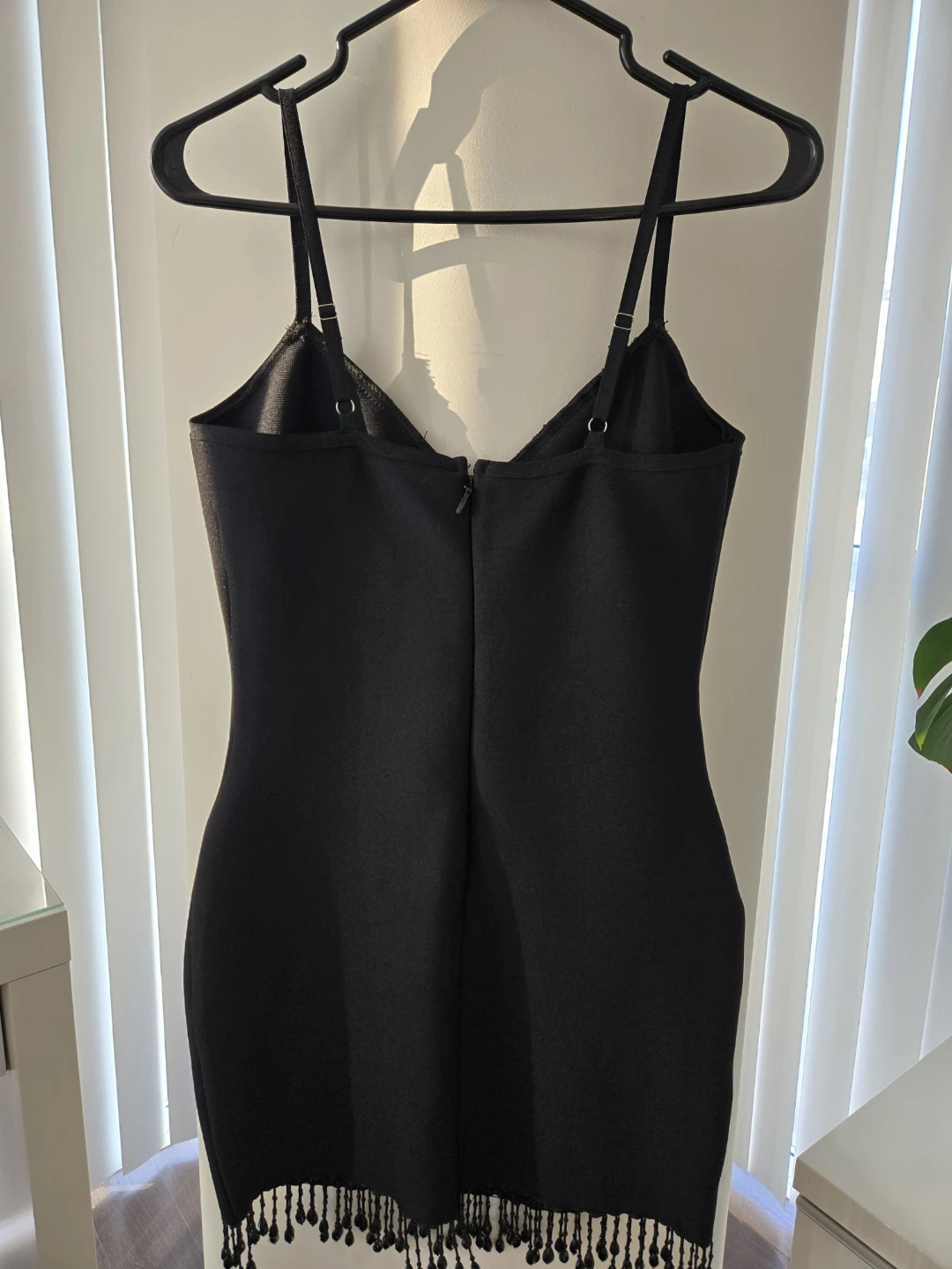 Black Beaded Spaghetti Strap Dress - photo 3