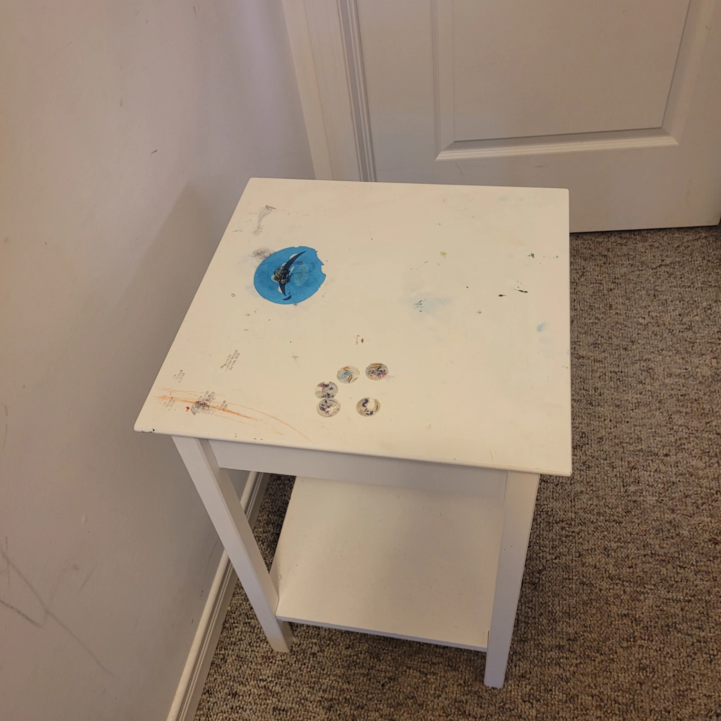 White Side Table with Shelf