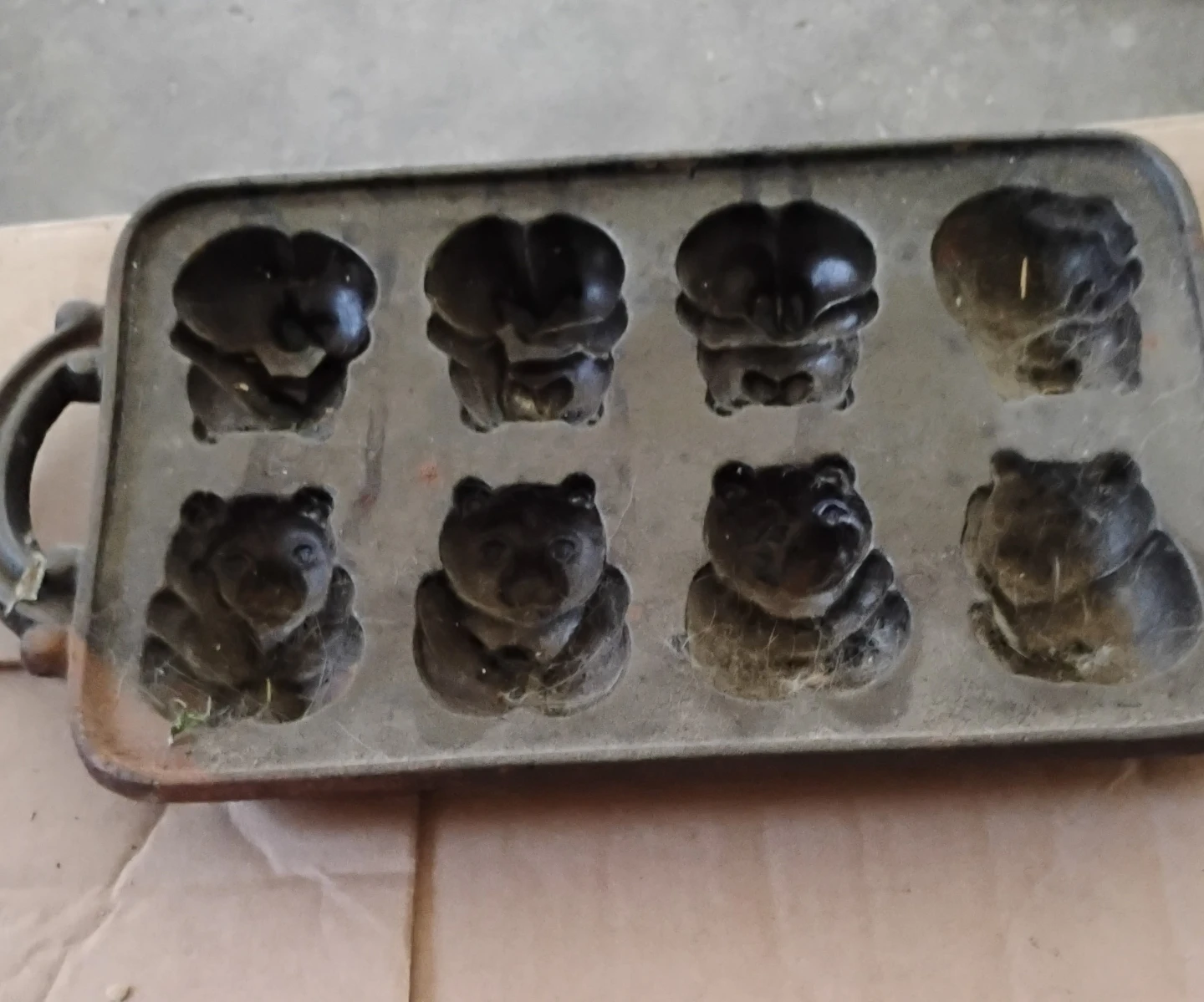 Vintage Cast Iron Teddy Bear & Nature Mold Pan
