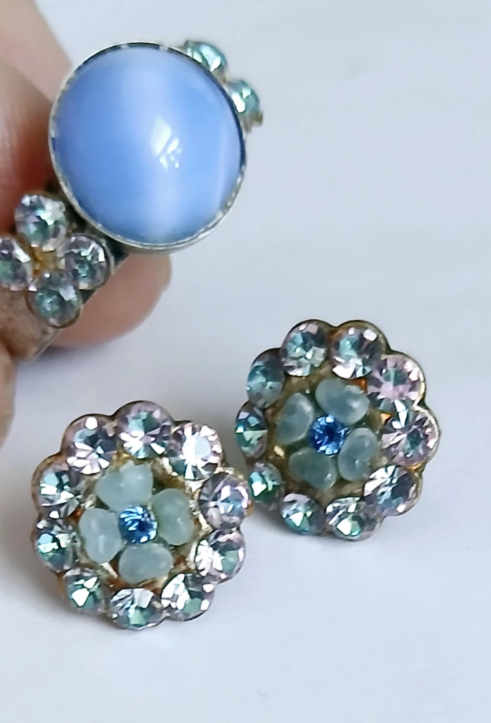 Vintage Blue Stone Ring and Earring Set - photo 3