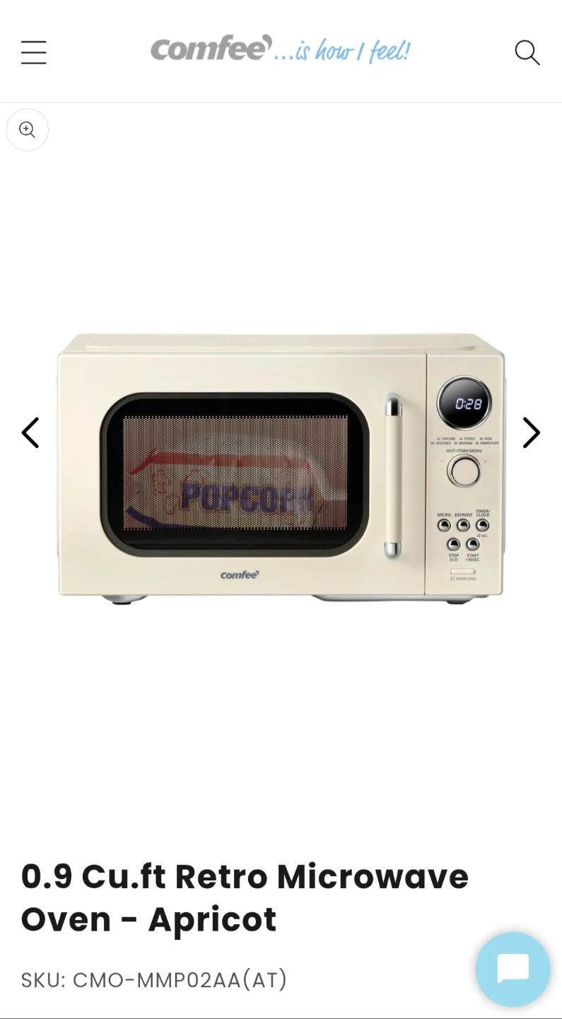 Comfee 0.9 Cu.ft Retro Microwave Oven - Apricot - photo 2
