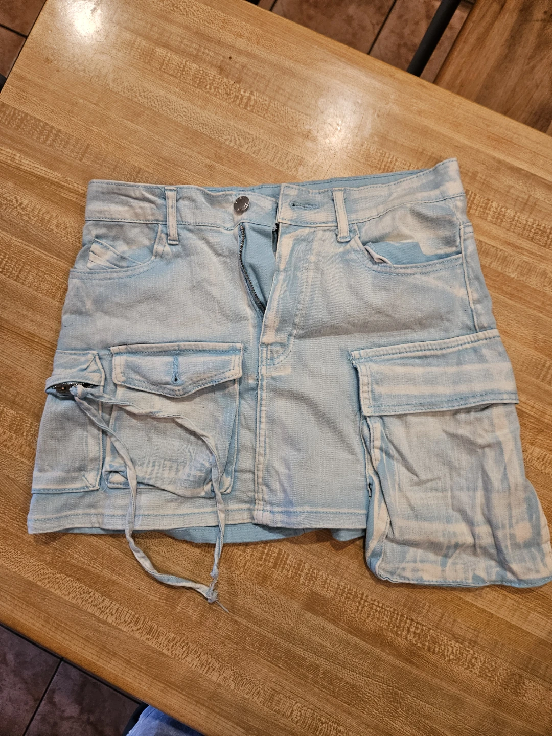 Daisy Baby Blue Cargo Denim Skirt
