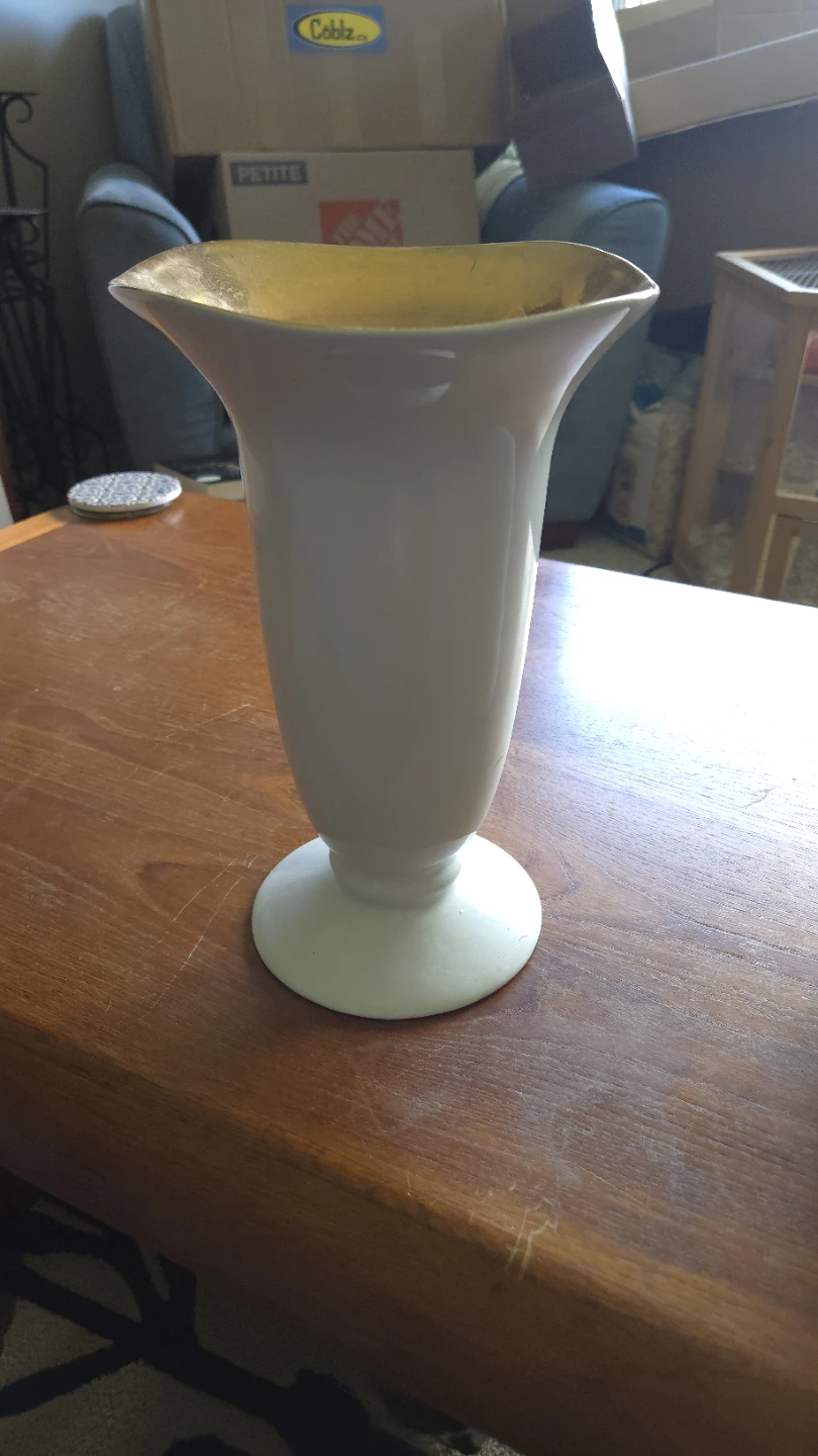 White Vase with Gold Rim