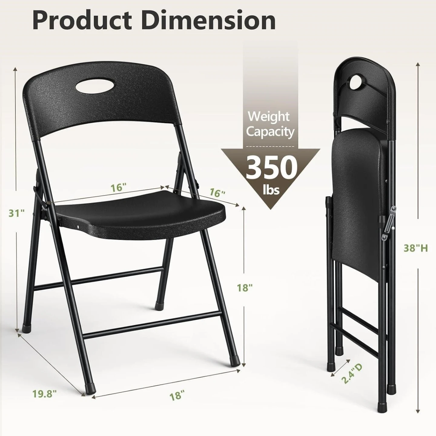 Black Folding Chair - Ergonomic Support - photo 3