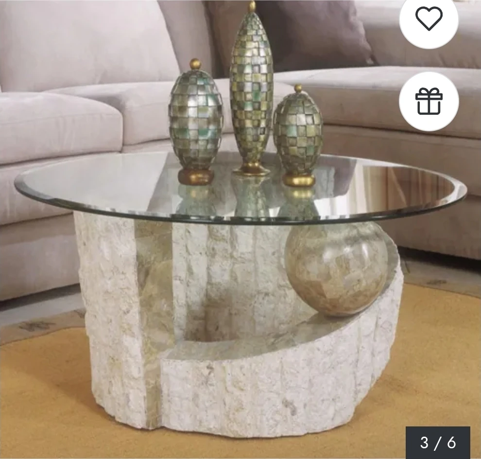 Glass Top Coffee Table with Stone Base - photo 3