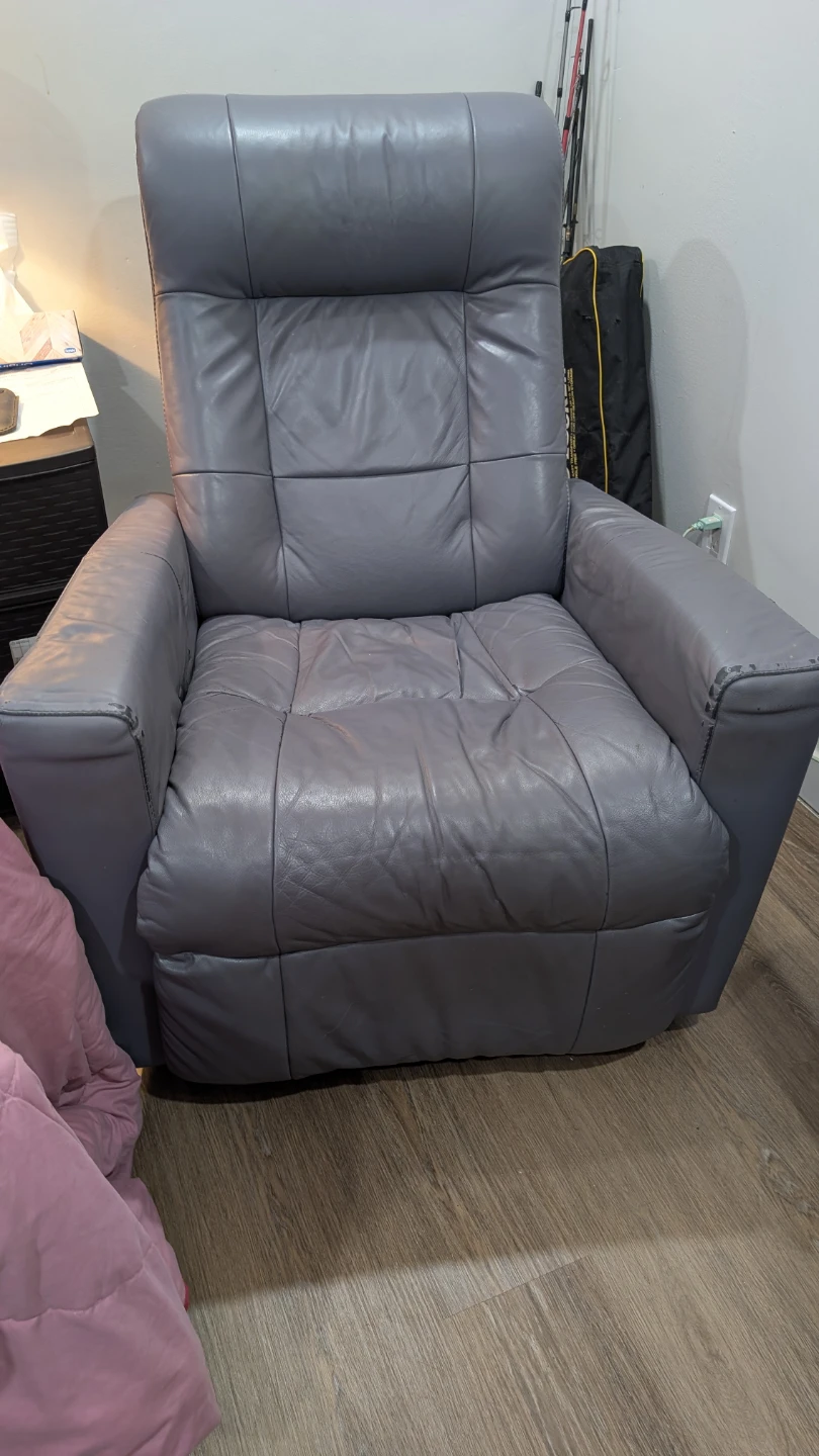 Grey Leather Recliner Chair