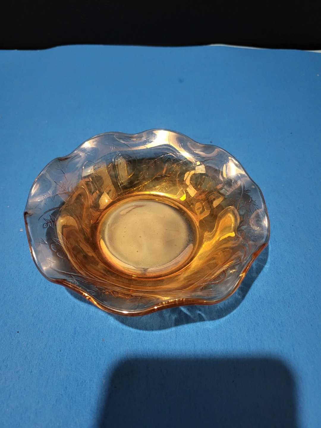 Amber Depression Glass Candy Dish