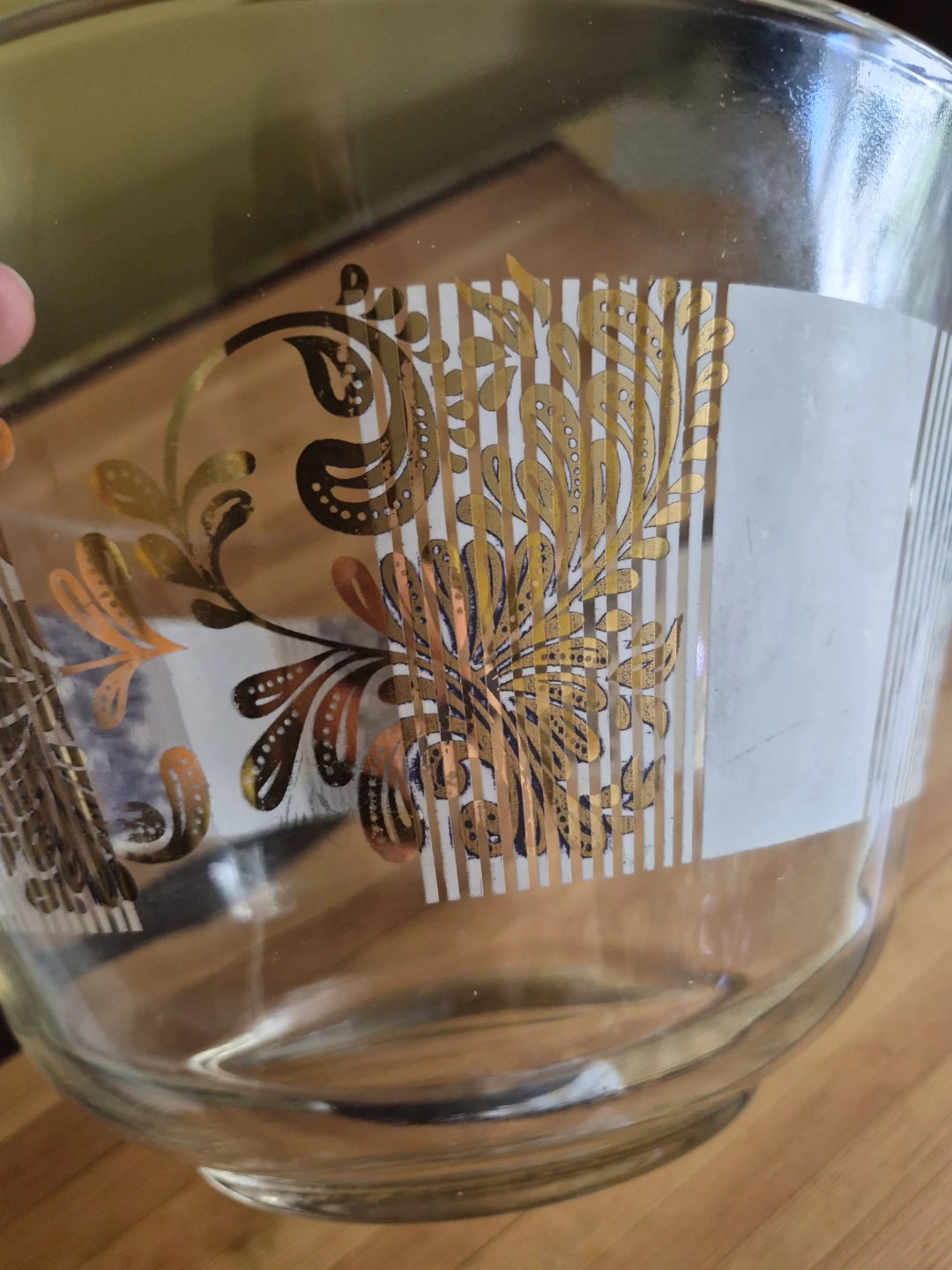 Glass Serving Bowl with Gold and Black Design - photo 2