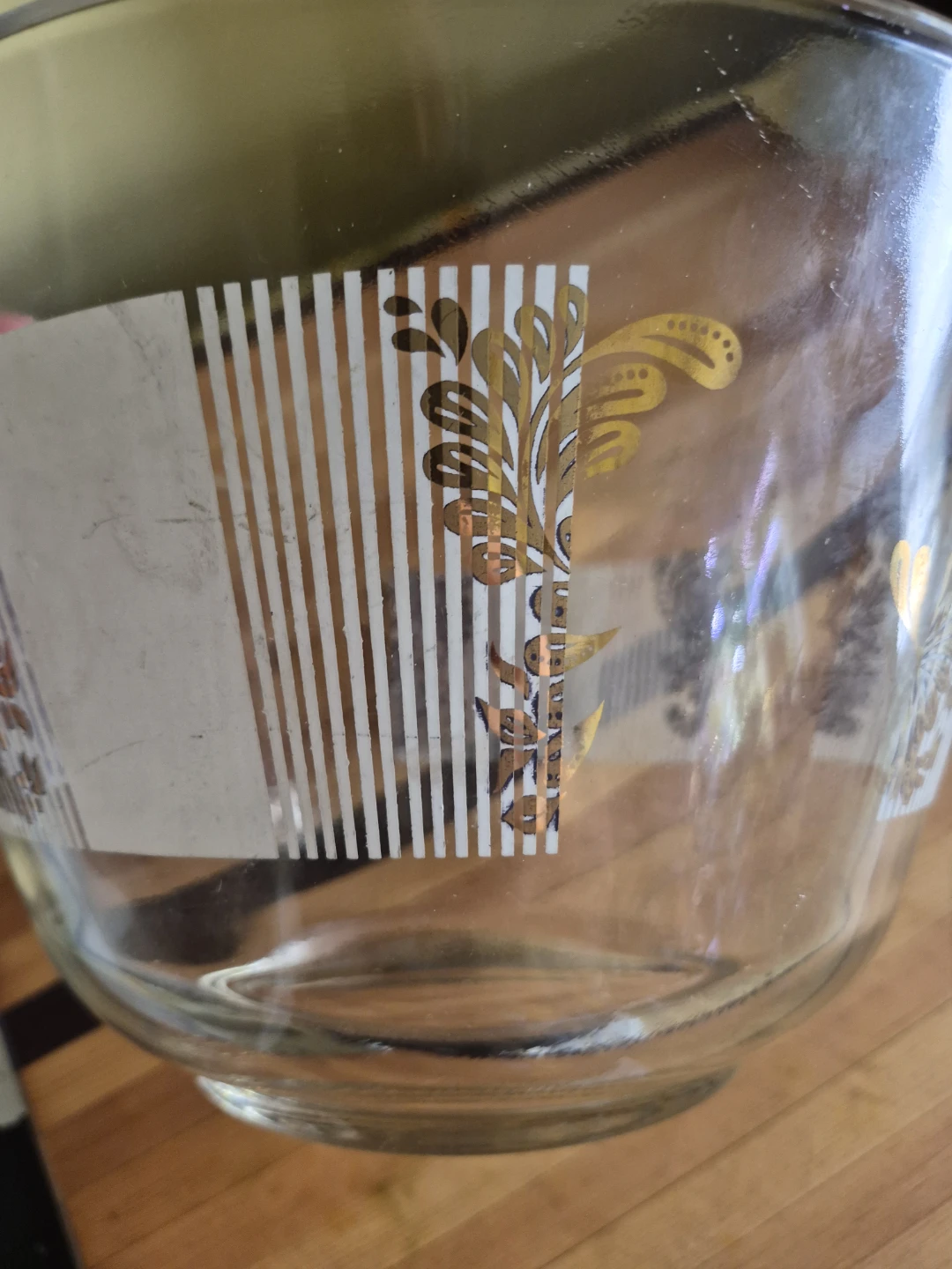Glass Serving Bowl with Gold and Black Design - photo 3