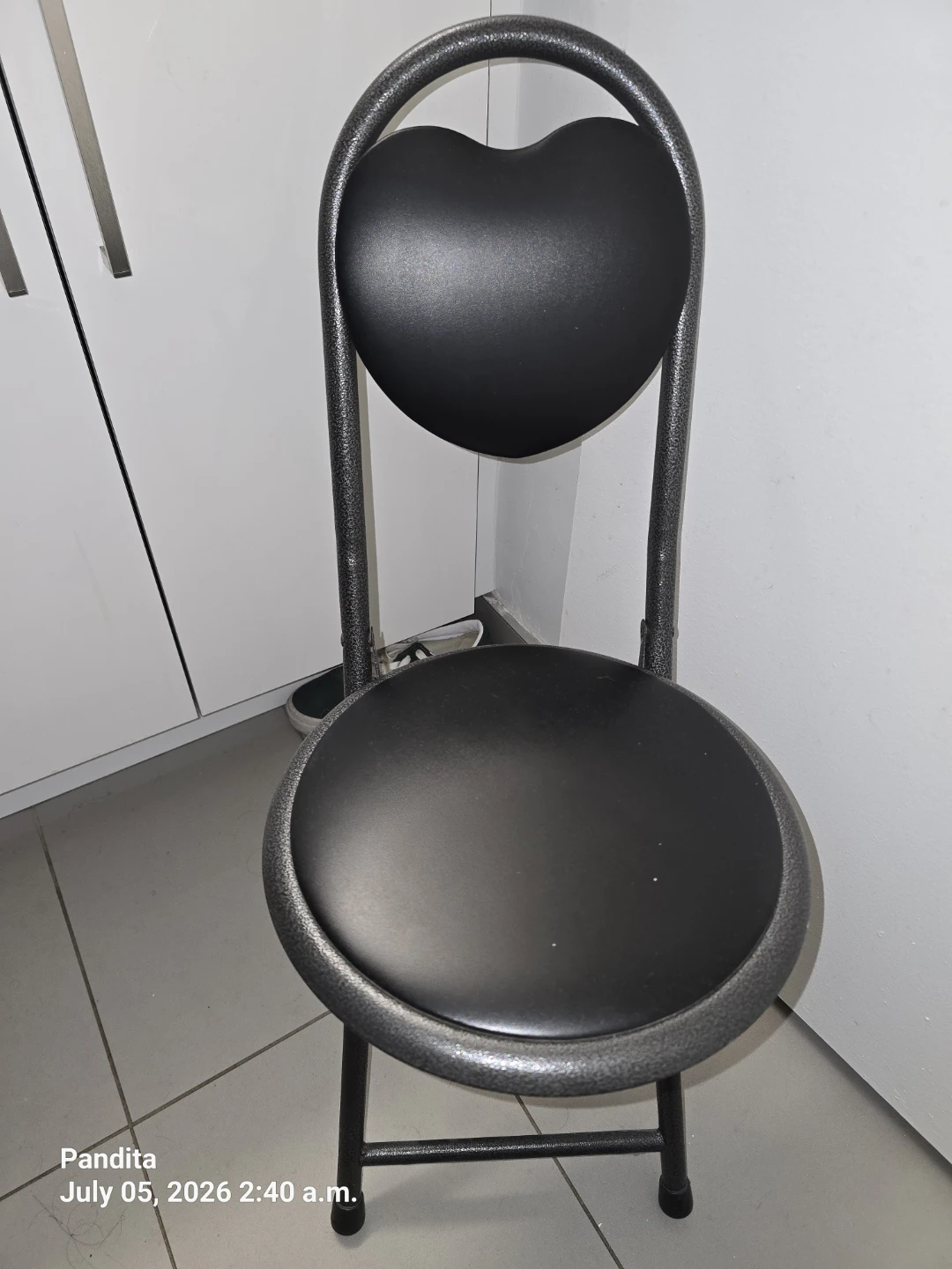 Black Folding Chair with Heart Back - photo 2
