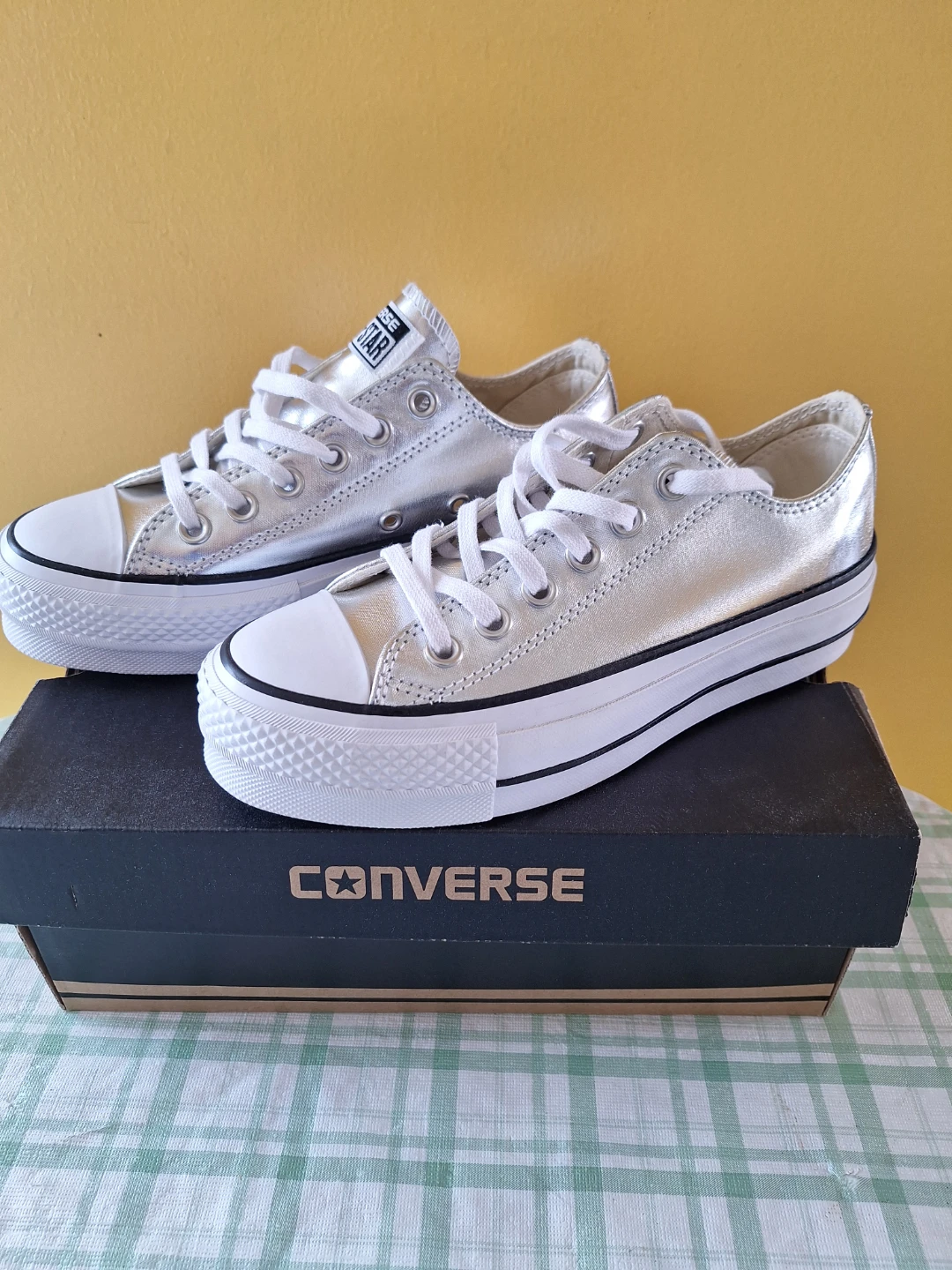 Converse All Star Silver Metallic Low-Top Sneakers