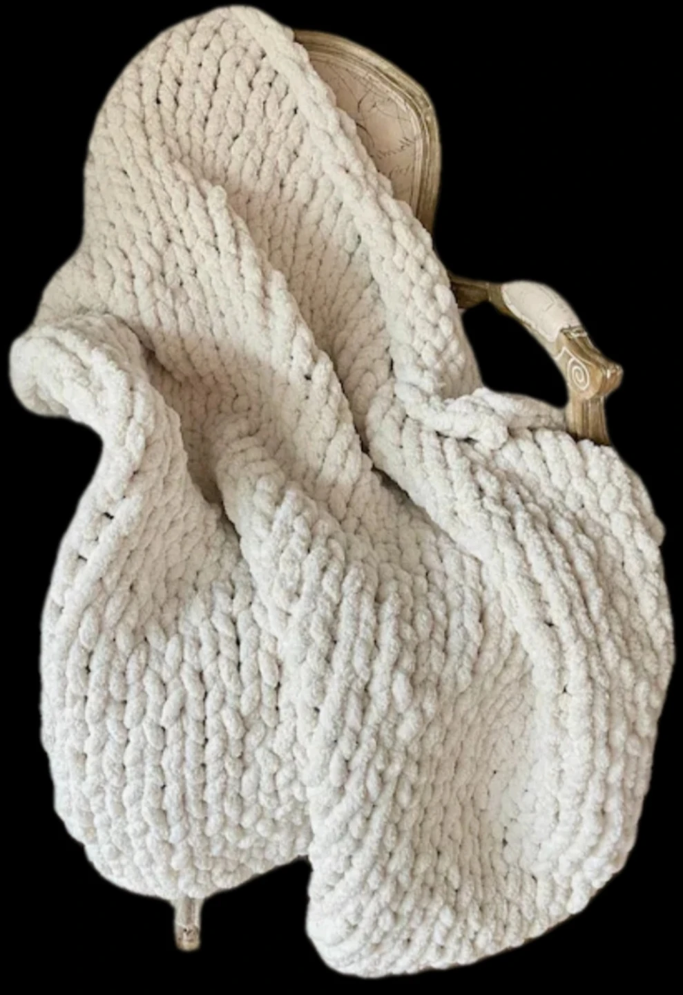 NEW XL Chunky Knit Chenille Blanket | Handmade Throw | White - photo 2