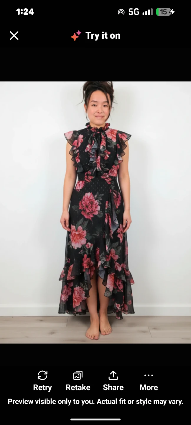 Black Floral Ruffle Maxi Dress