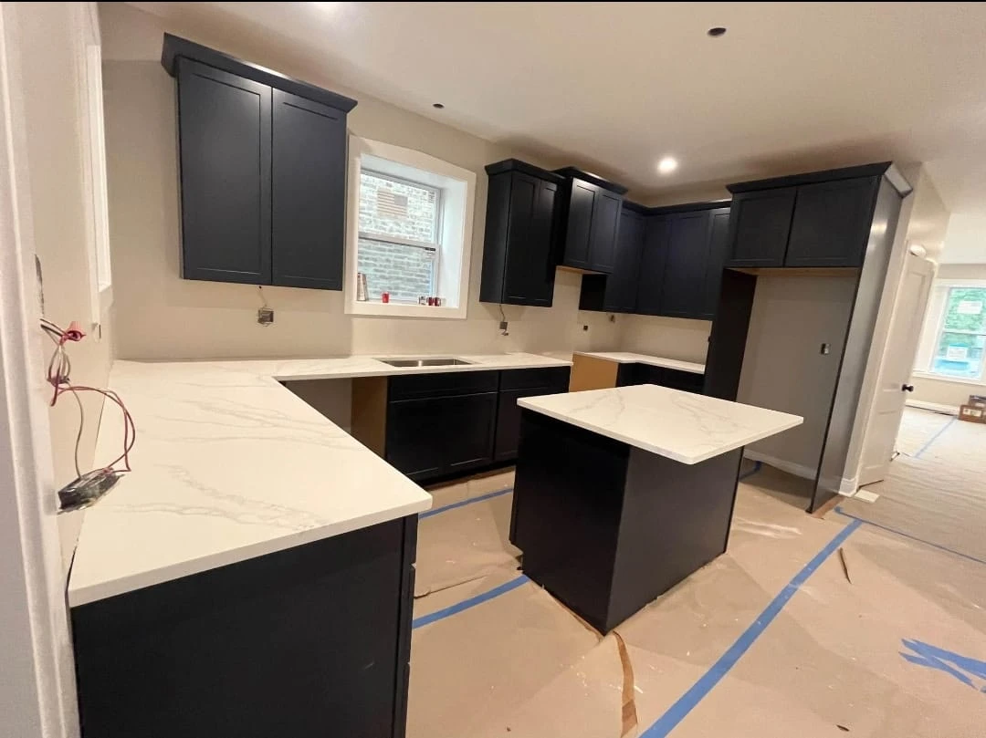 Dark Navy Kitchen Cabinets with White Countertops - photo 5