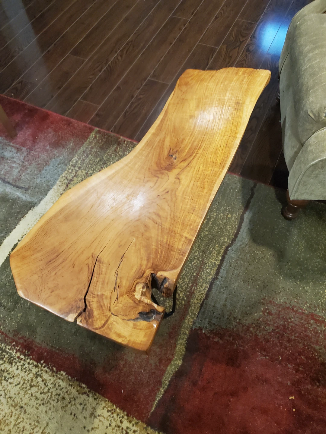 40" Live Edge Wood Coffee Table with Metal Hairpin Legs