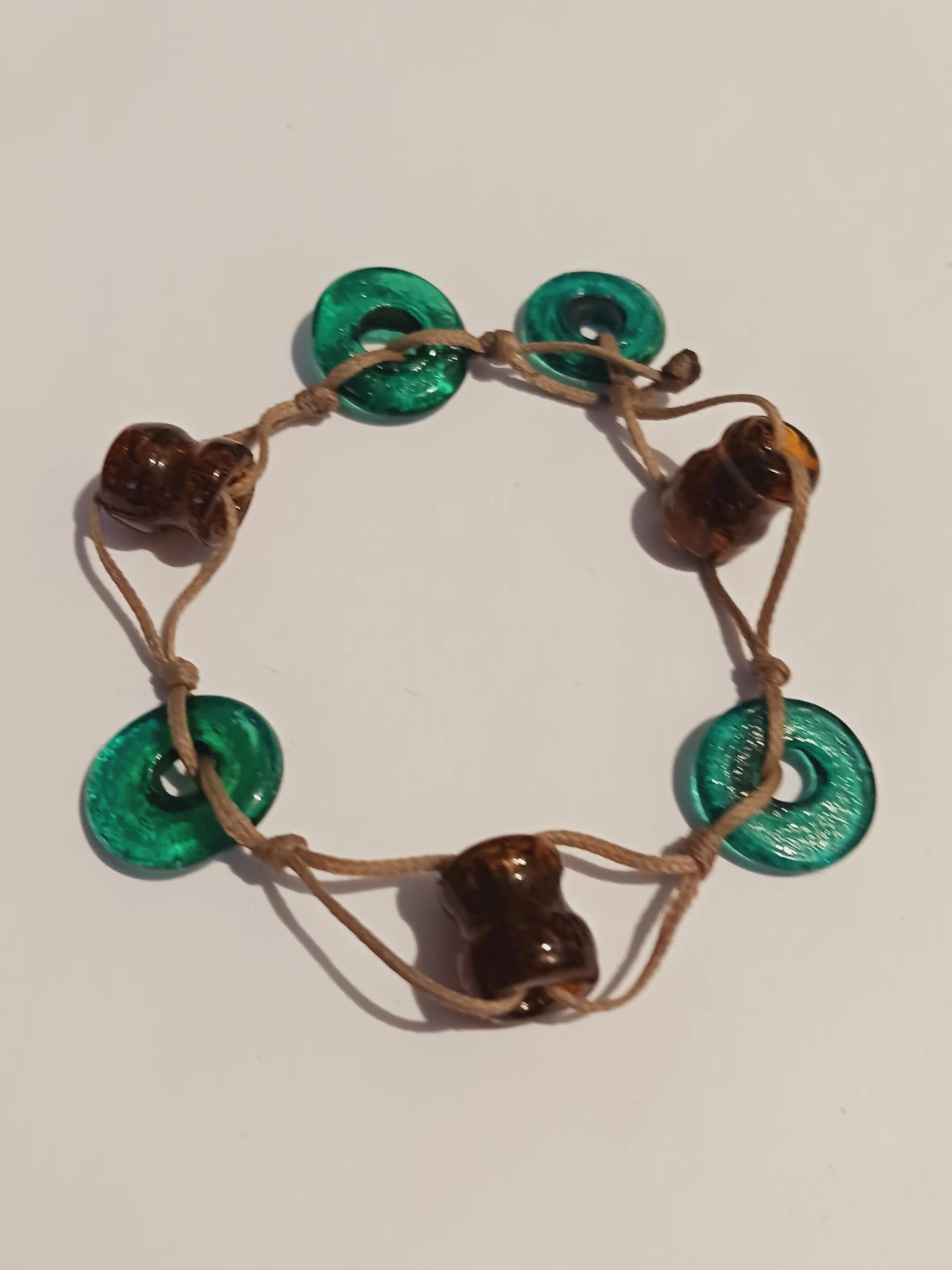 Boho Beaded Bracelet - Green and Brown Glass - photo 3