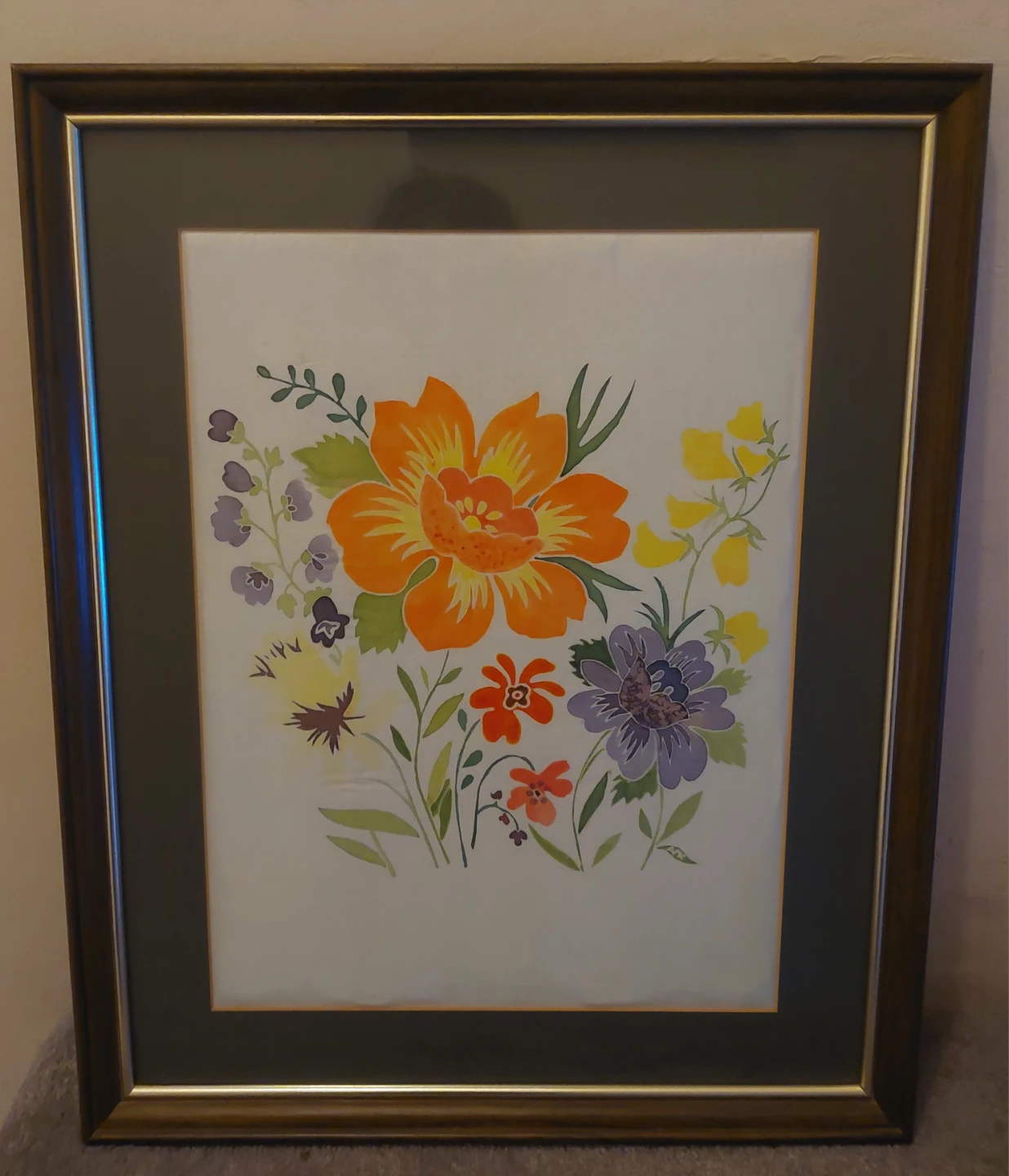 Framed Floral Watercolour Painting