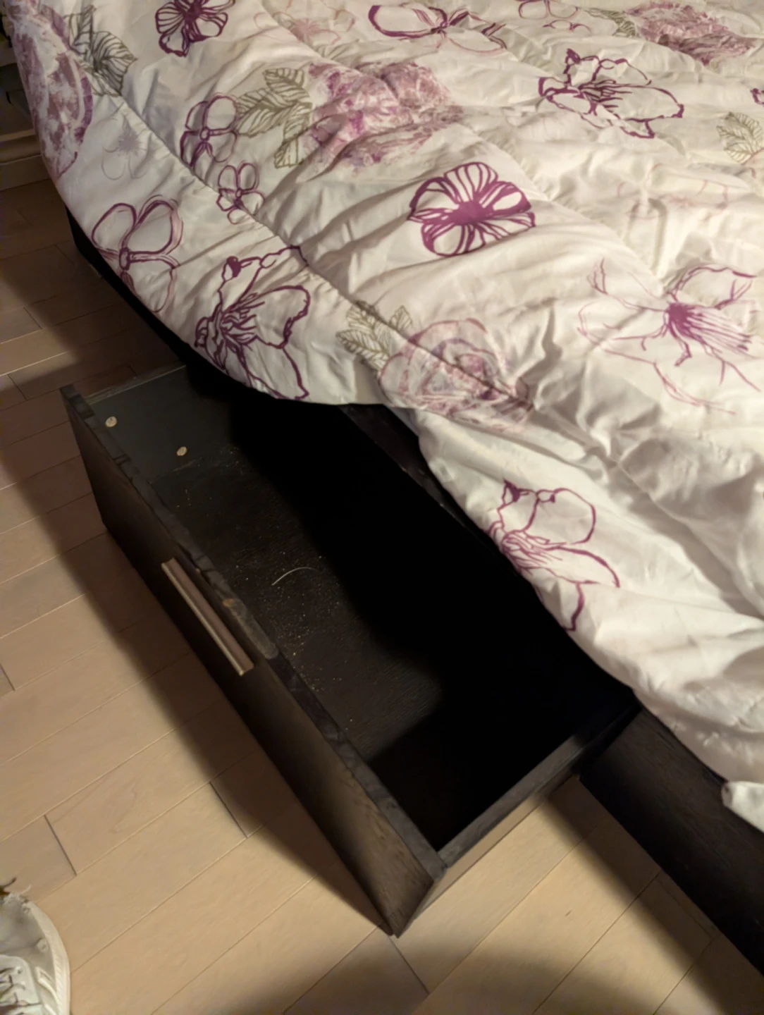 Dark Wood Platform Bed Frame with Drawers - photo 2