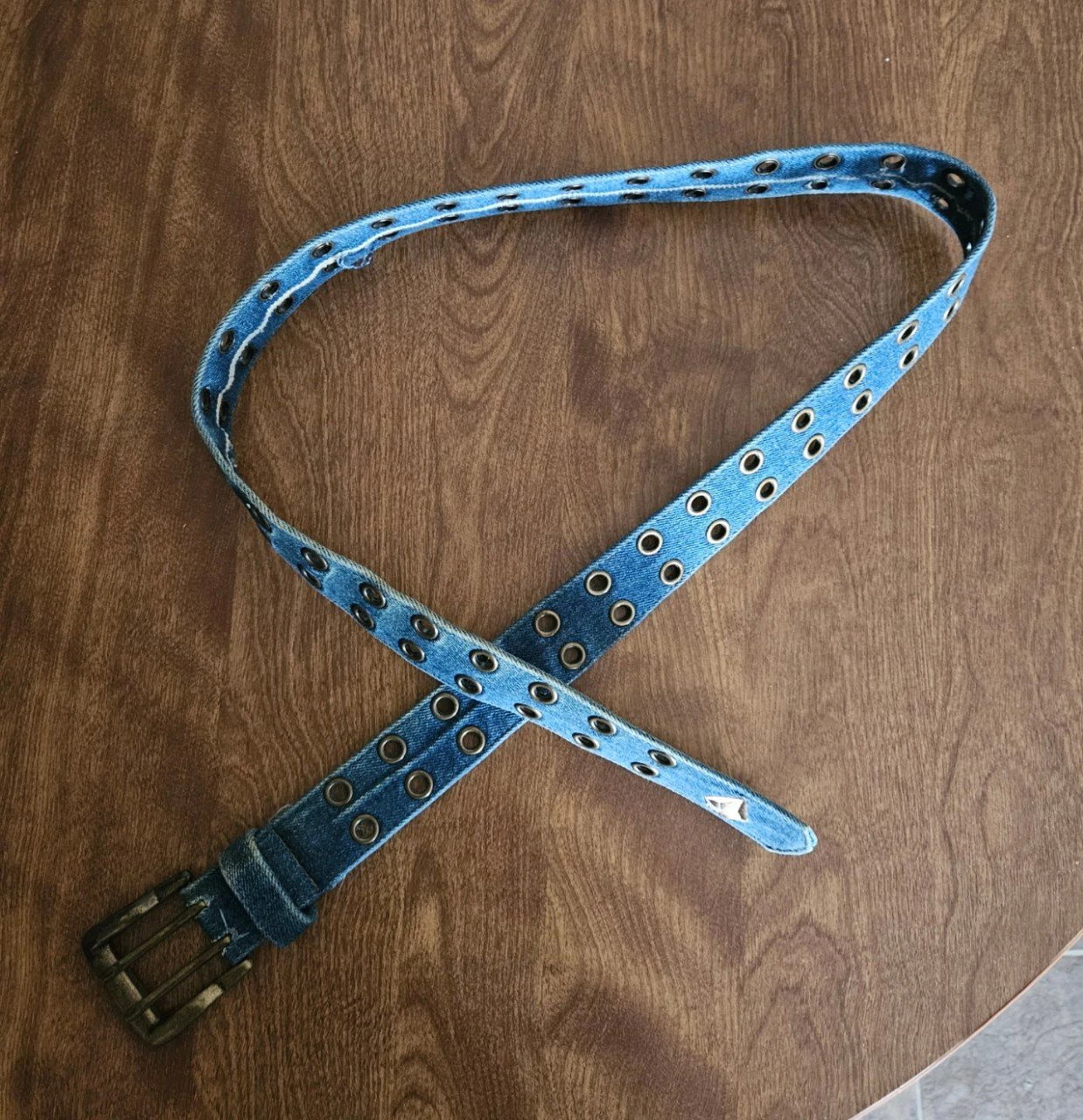 Blue Denim Grommet Belt