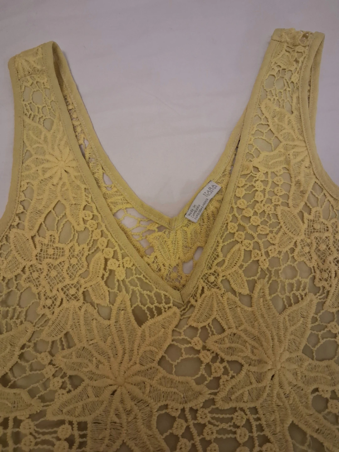 Zara Yellow Lace Peplum Tank Top - photo 2