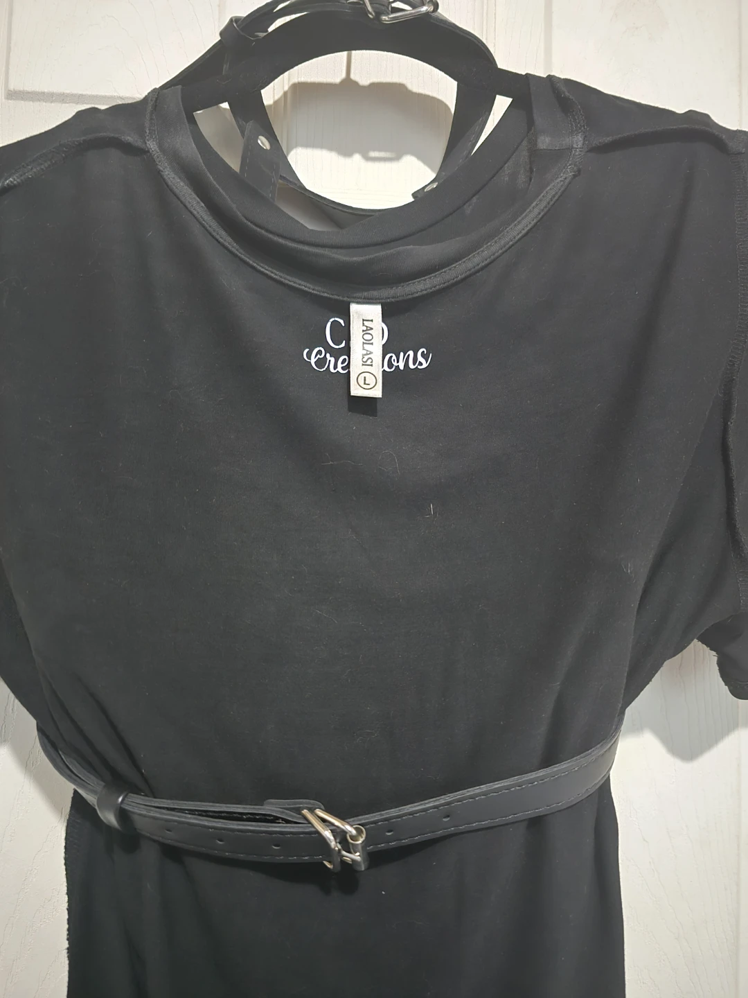 Black Leather Harness Top with Chains - photo 2