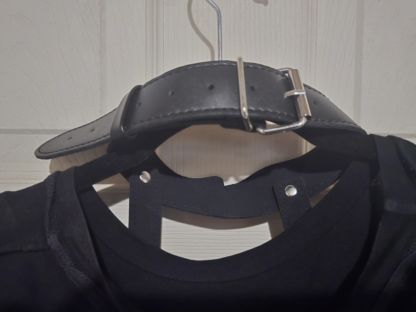 Black Leather Harness Top with Chains - photo 3