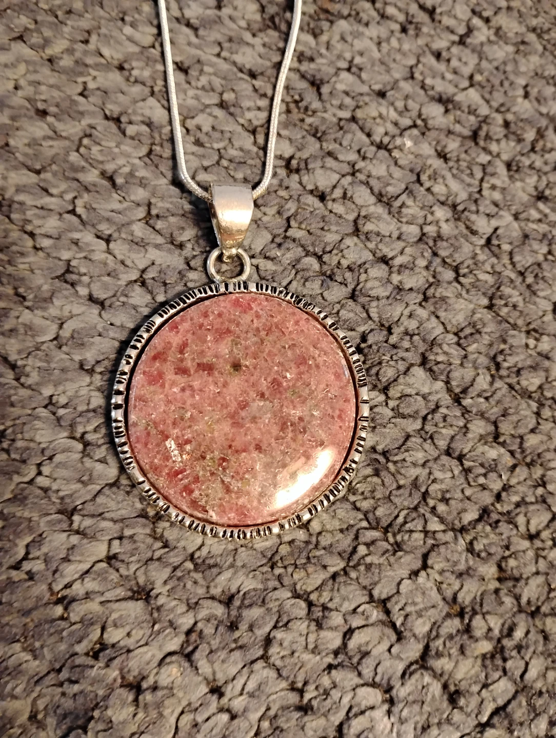Sterling Silver Pink Agate Necklace