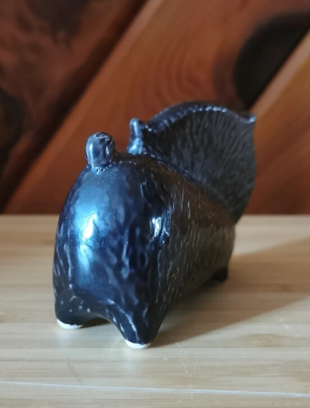 Vintage Mid-Century Hand-Painted Black Ceramic Cat Figurine - photo 5