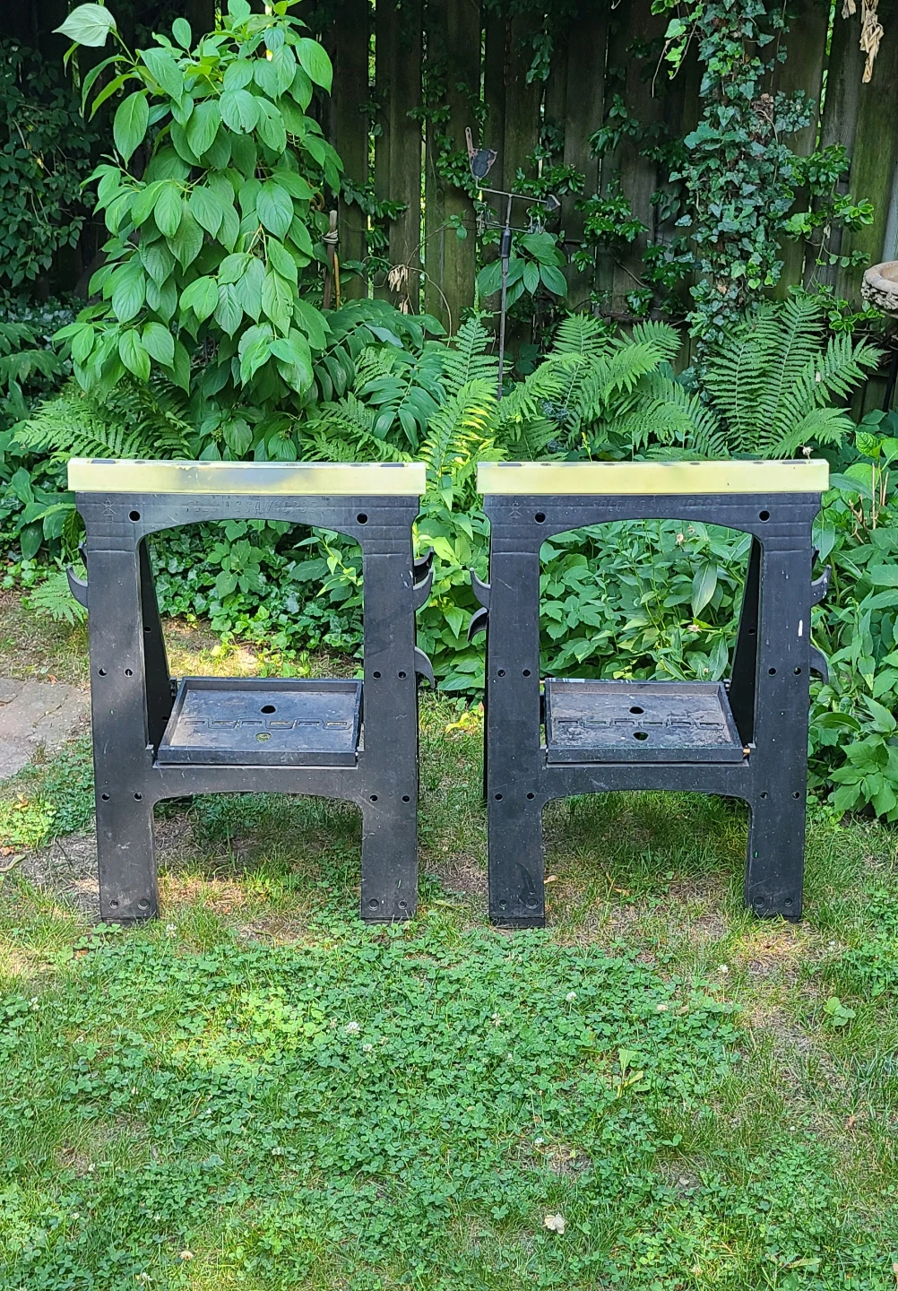 2 Plastic Sawhorses - Folding Plastic