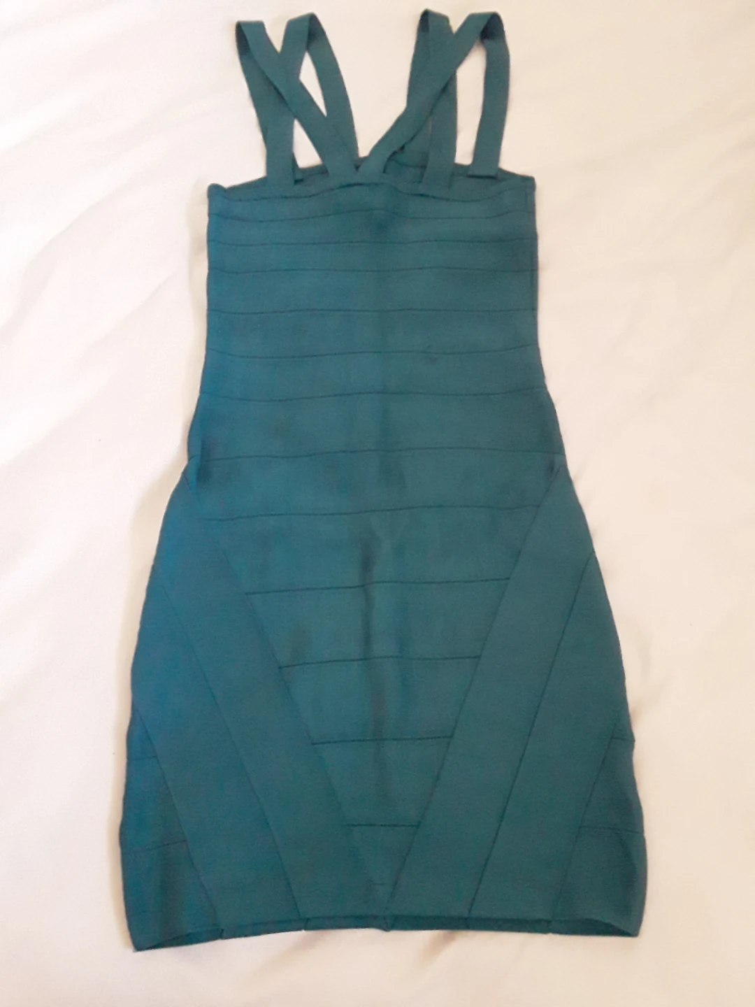 BEBE Teal Bandage Dress with Strappy Back - photo 5