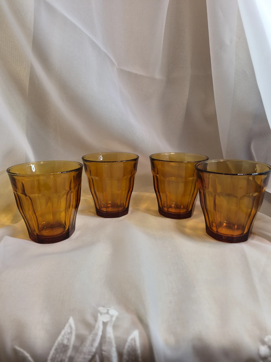 Set of 4 Vintage Duralex Amber Glasses