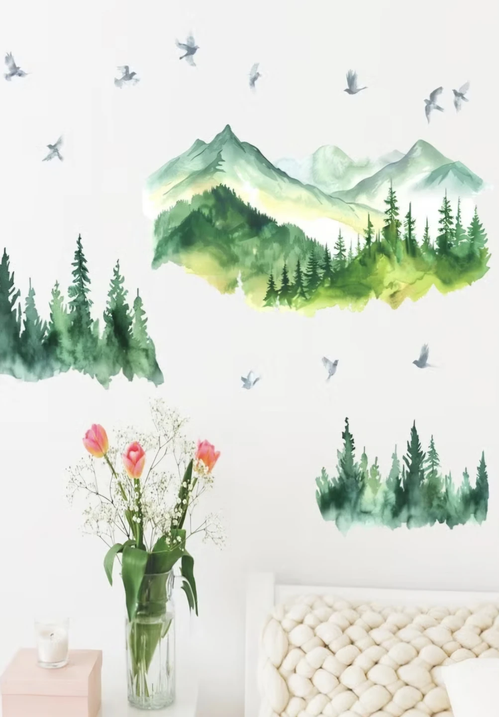Watercolor Mountain Birds Wall Decals Stickers - photo 2