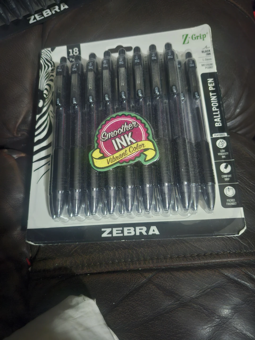 Zebra Z-Grip Ballpoint Pens - 18 Count - Black Ink, Medium Point
