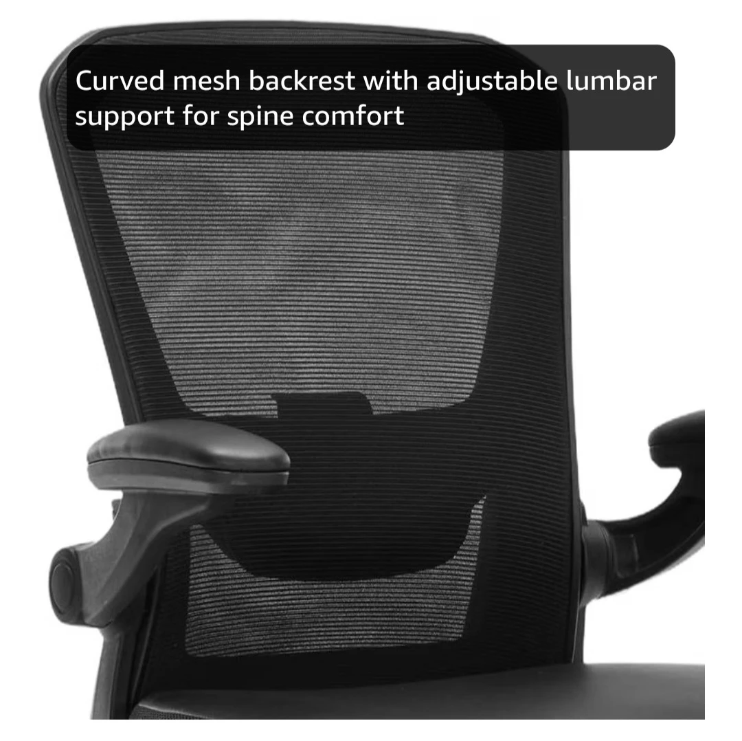 Black Mesh Office Chair with Lumbar Support - photo 2