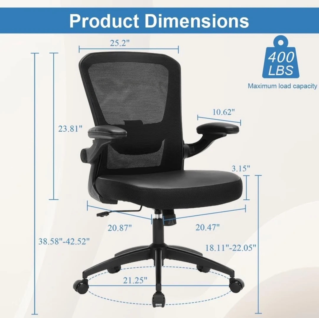 Black Mesh Office Chair with Lumbar Support - photo 3