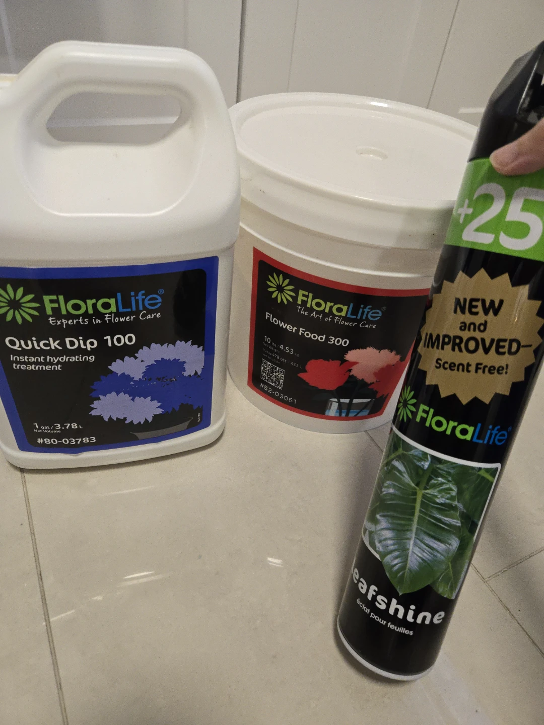 Floralife flower food, quick dip and leafshine bundle