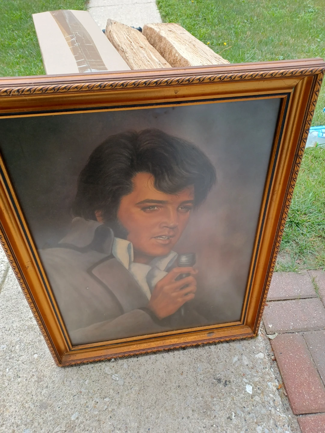 Vintage Elvis Presley Portrait Painting Framed - photo 2