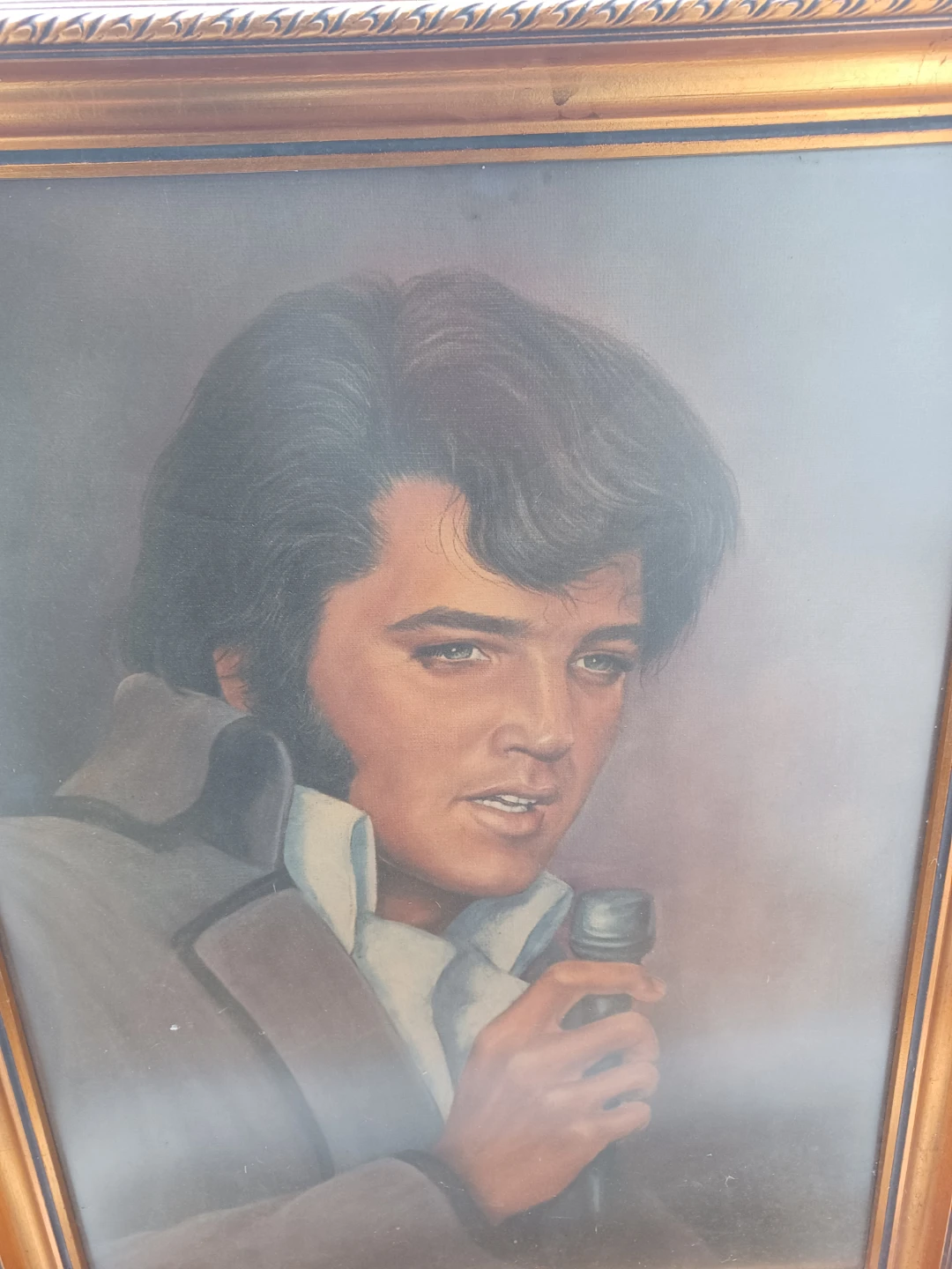 Vintage Elvis Presley Portrait Painting Framed - photo 5