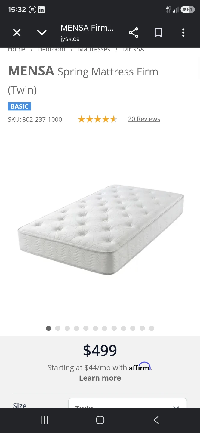 Mattress Twin size "Mensa" from JYSK - photo 3