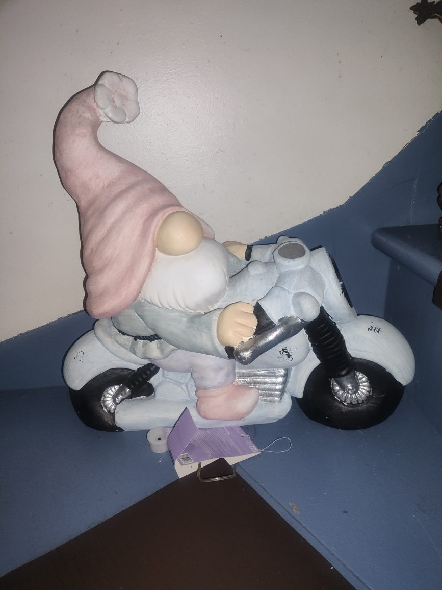 Garden Gnome Riding a Motorcycle Figurine