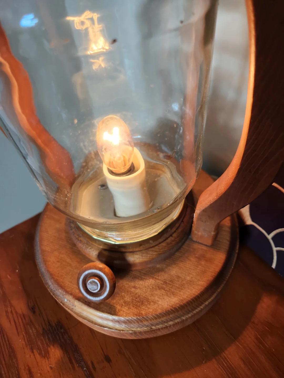 Vintage ARTS & CRAFTS Wood Lantern plug in Lamp - photo 4