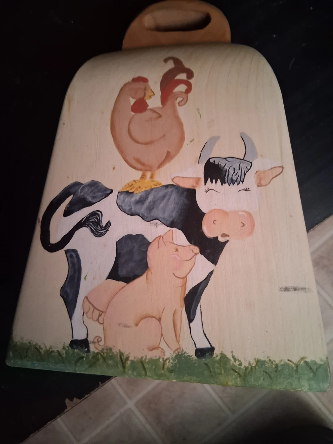 Wooden Decorative Bell with Farm Animals