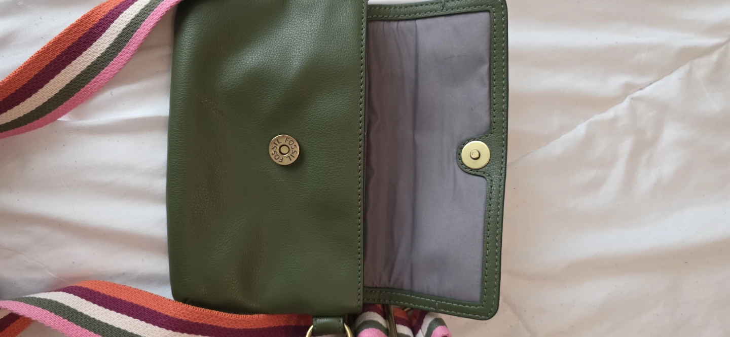 Fossil Olive Green Crossbody Bag with Striped Strap - photo 4